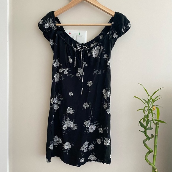 MOTEL ROCKS Black Floral Gaval Milkmaid Mini Dress - Picture 3 of 11